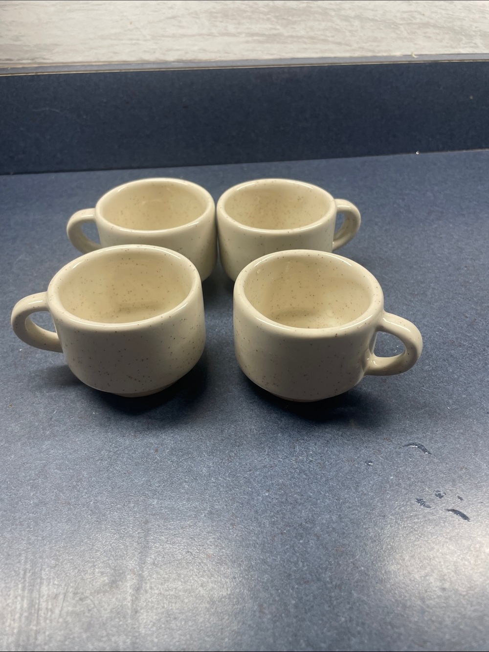 Stoneware Espresso Cup Set in Speckled Cream - 4 Pack Vtg